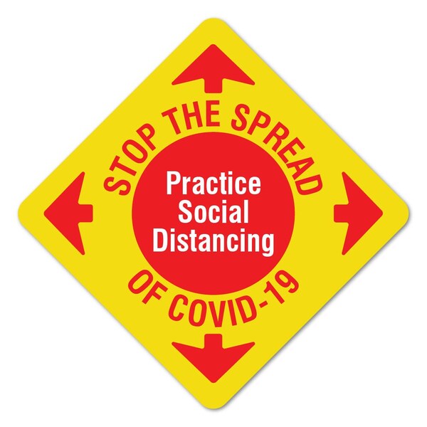 Stop The Spread Non-Slip Floor Graphic, 16in Vinyl Decal, 3PK, 16 in H, FD-X-16-3PK-9987